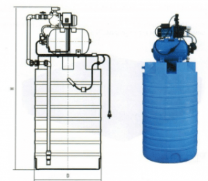 Оборудование для водоочистки (комплектующие) Бак круглый для воды ATV-500 c авто насосной станцией JP600PA