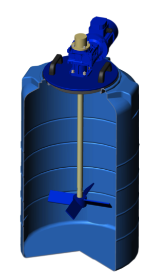Емкость T 200 синий с лопастной мешалкой (970х 555х 555)