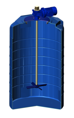 Емкость T 500 синий с лопастной мешалкой (1295х 755х 755)