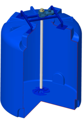 Оборудование для водоочистки (комплектующие) Емкость TR 10000 синий под плотность 1,5 с гиперболической мешалкой и комплектом креплений