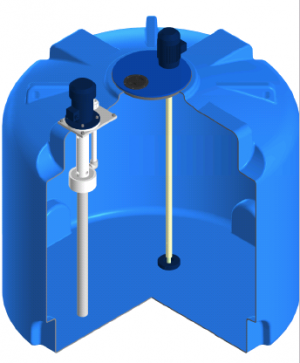 Емкость TR 3000 синий под плотность 1,5 с турбинной мешалкой и насосом МАГНА 10 (х х )