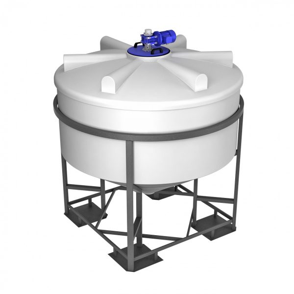 Оборудование для водоочистки (комплектующие) Емкость ФМ 3000 белый в обрешетке с пищевой лопастной мешалкой  (2145х 2100х 2100)
